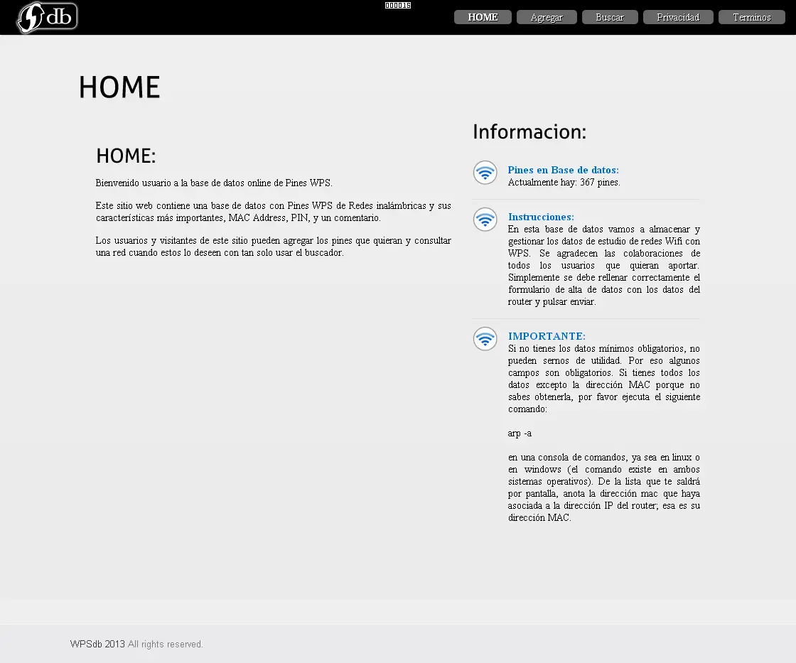 WPSdb - Base de datos Online de Pines WPS