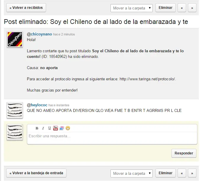 me eliminaron el post