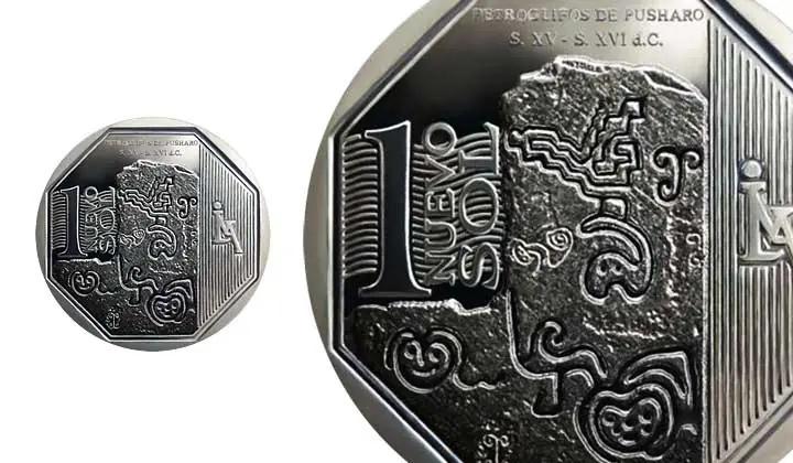 Circulan monedas de S/ 1 alusivas a petroglifos de Pusharo