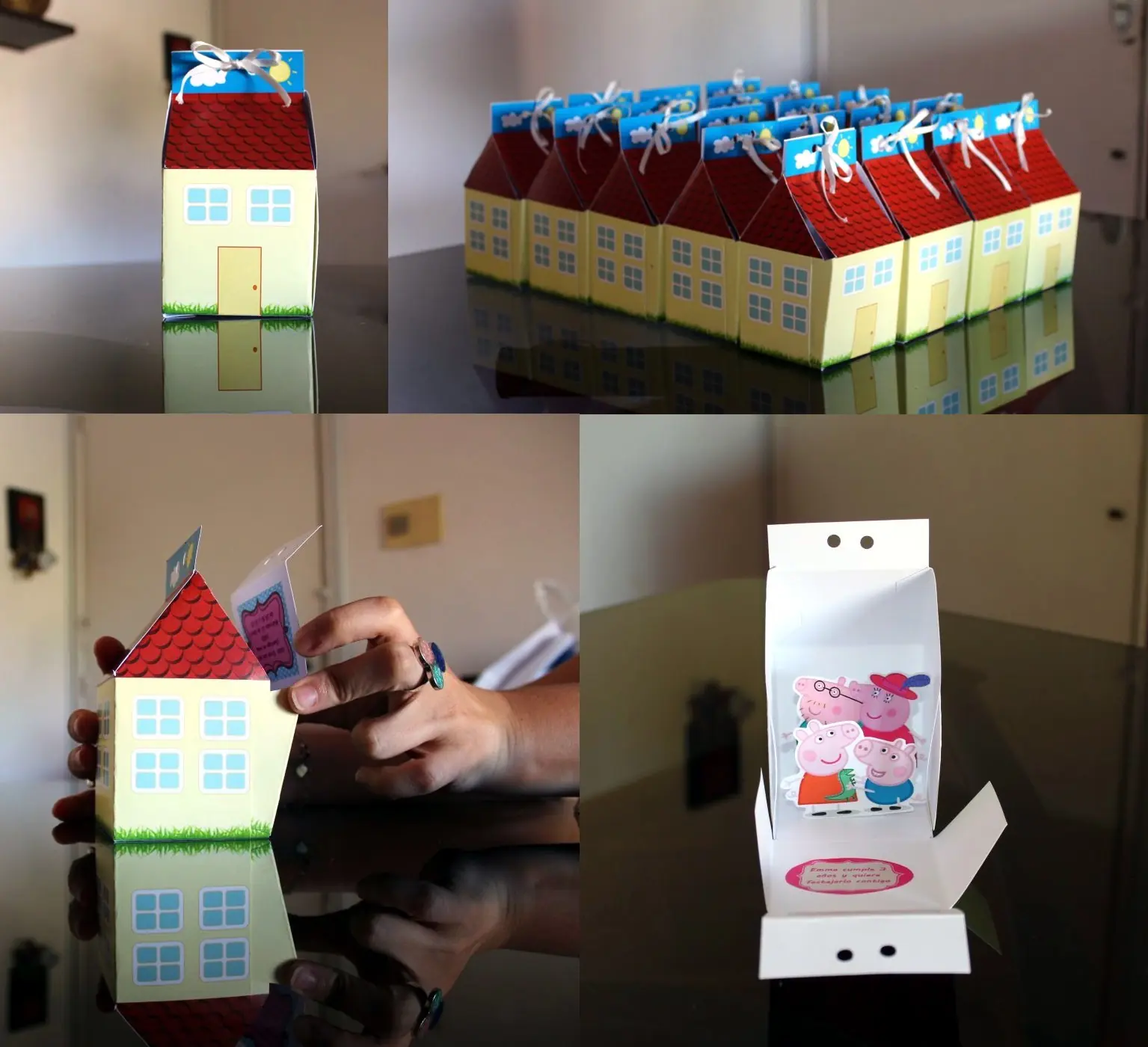 Hice para el cumpleaños de mi hija tarjetas 3D de Peppa Pig