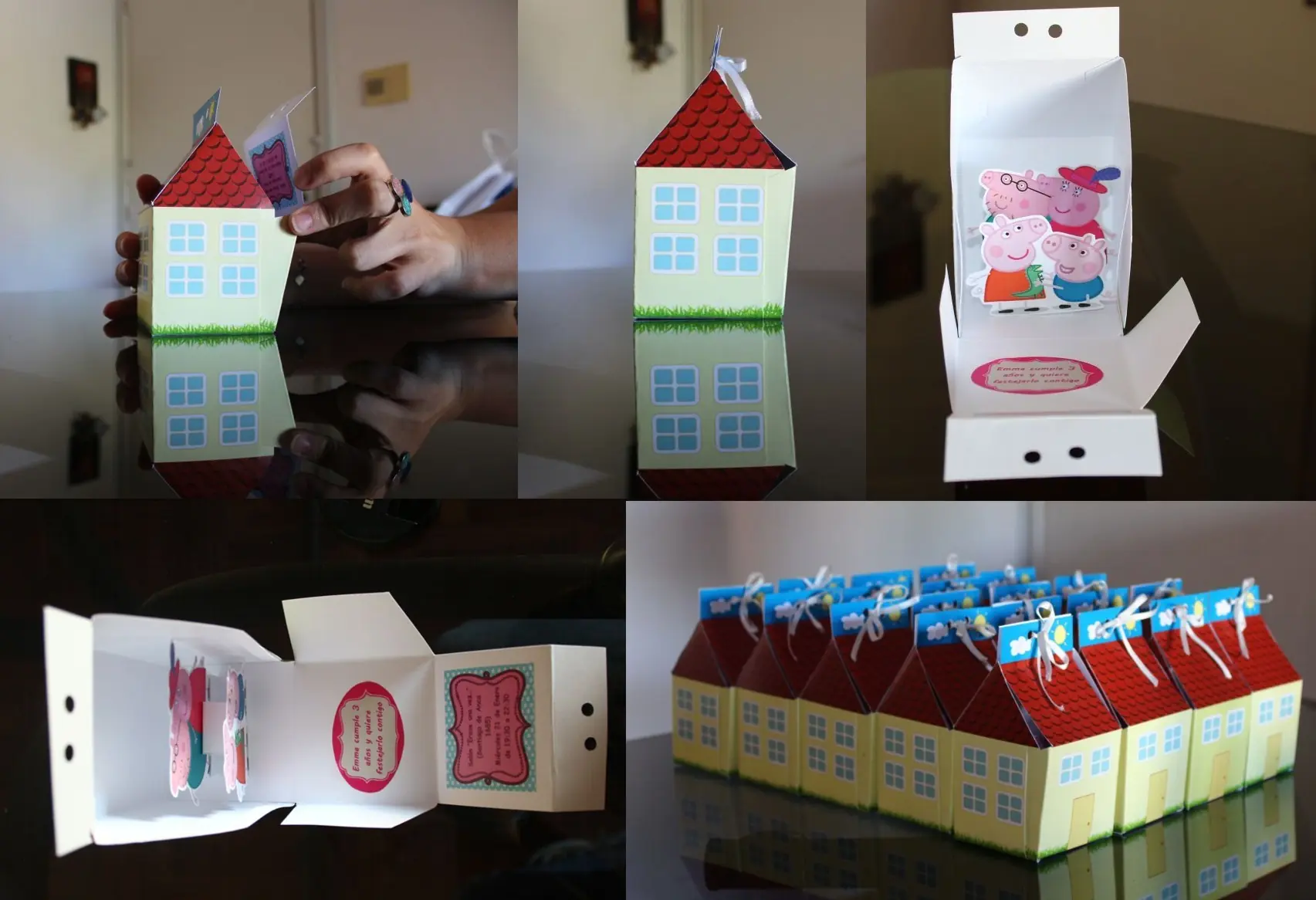 Hice para el cumpleaños de mi hija tarjetas 3D de Peppa Pig
