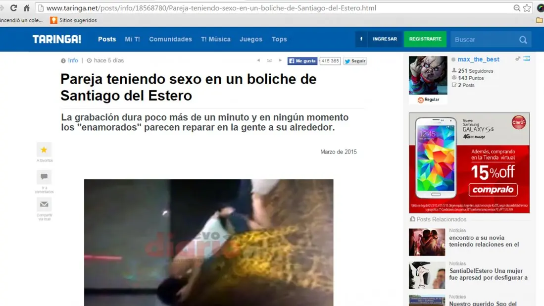 Taringa salio en Noticias como fuente oficial.