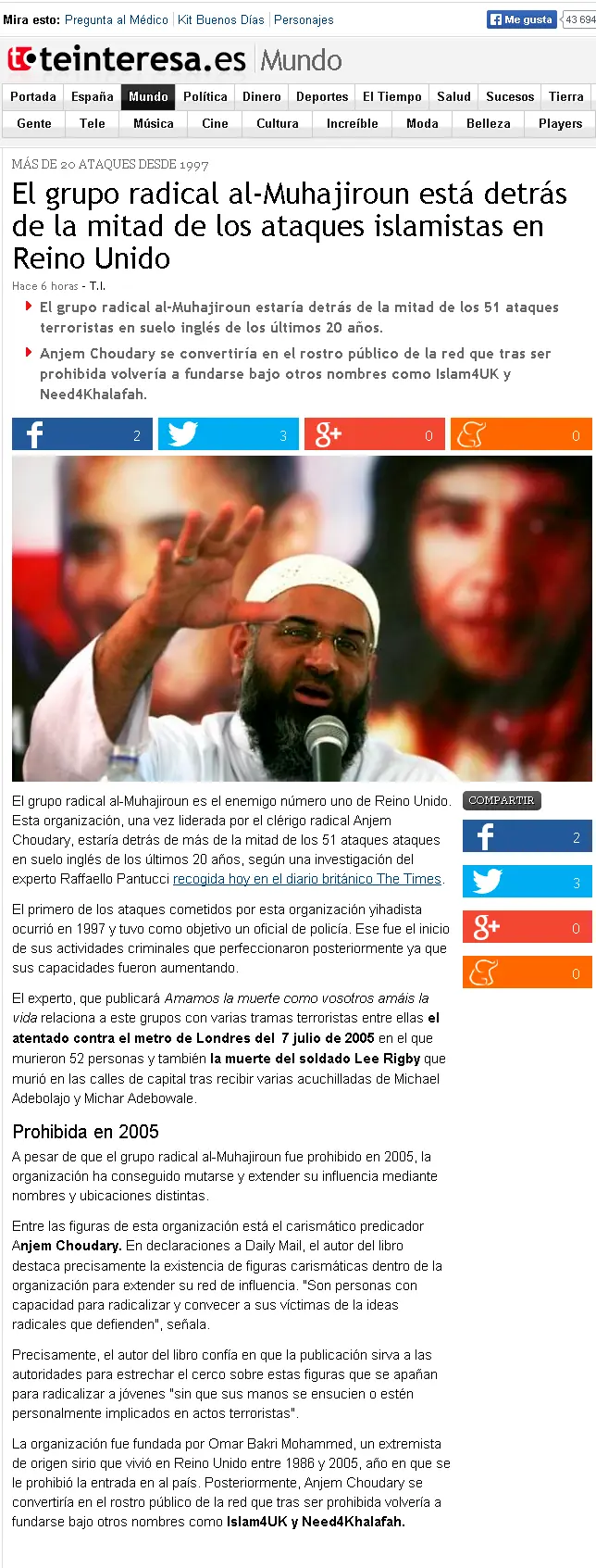 Al-Muhajiroun ataques islamistas en Reino Unido