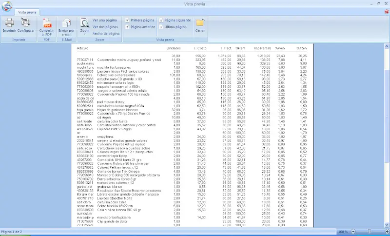 sacar la rentabilidad de ventas con factusol 2010