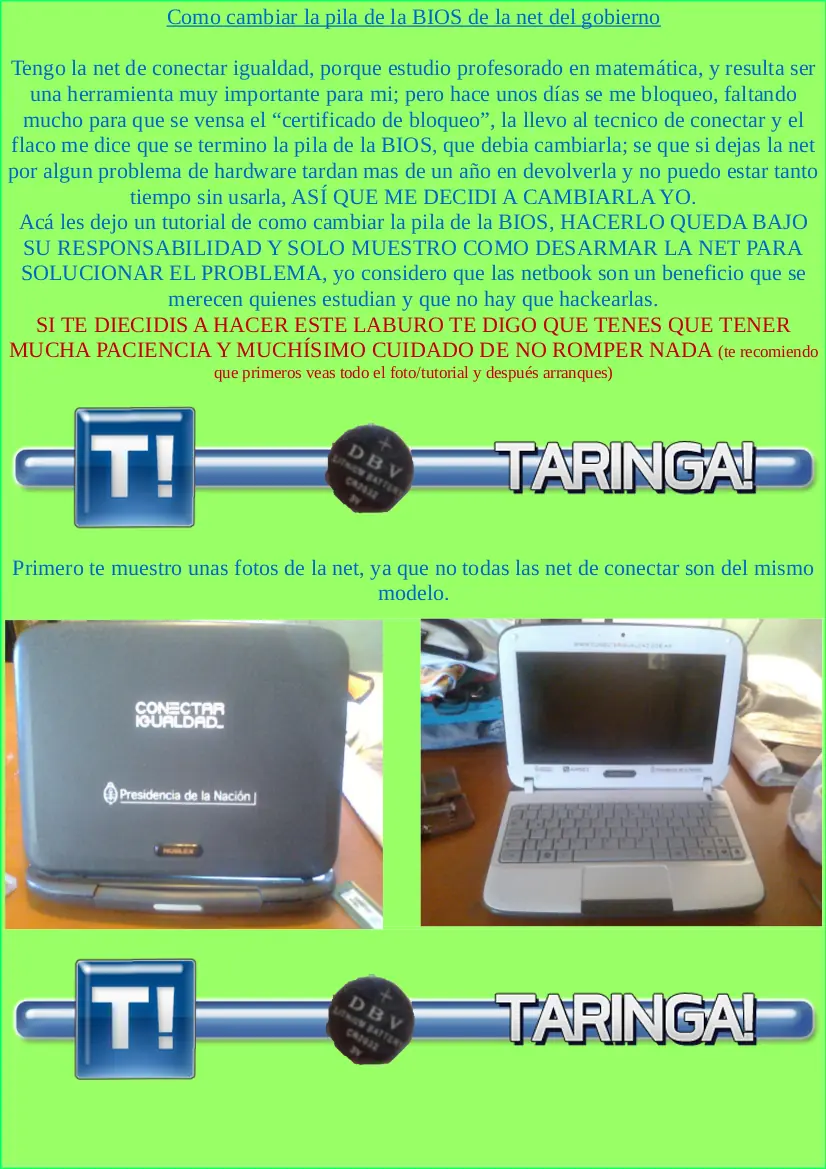 como cambiar la pila de la BIOS de la net del gorbierno