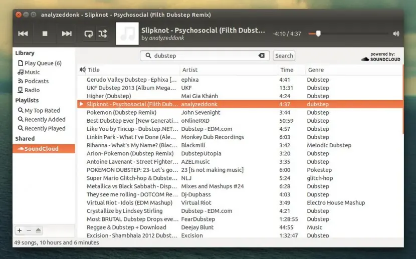Rhythmbox 3.2 disponible, con soporte para SoundCloud