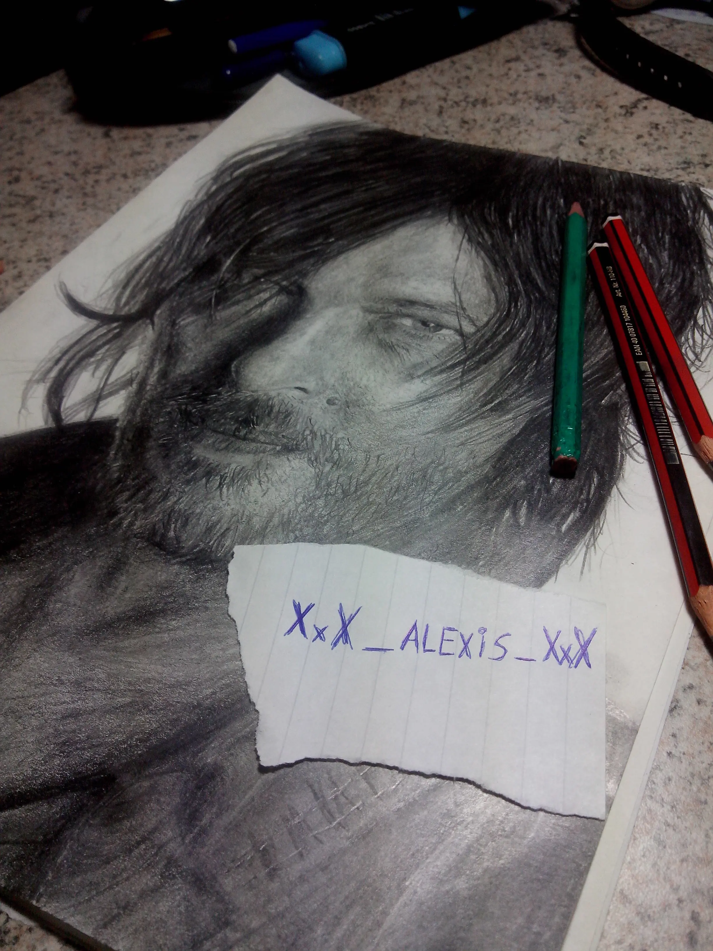 Dibujo de Daryl Dixon a lápiz