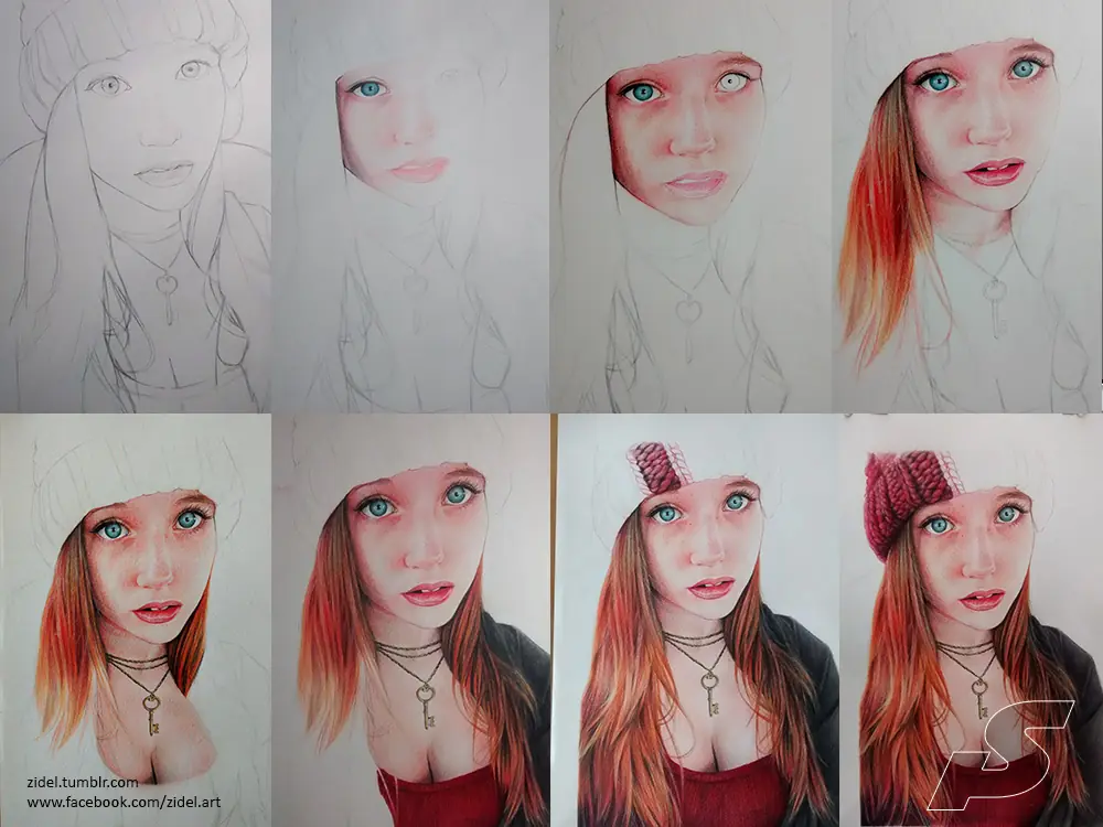 Retrato en lapices de color