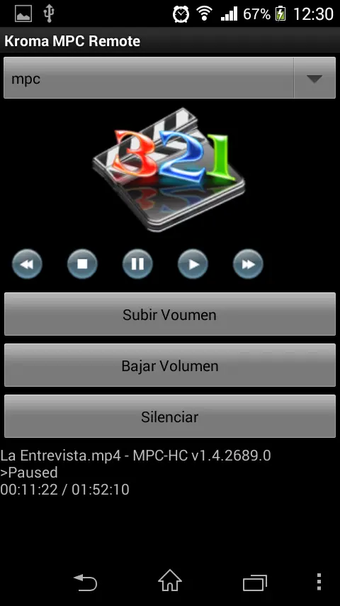 Media Player Classic control remoto con android
