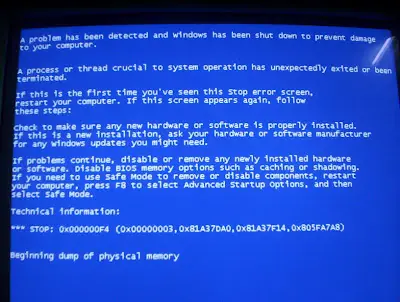 Pantalla azul - Volcado de memoria física (Soluciones)