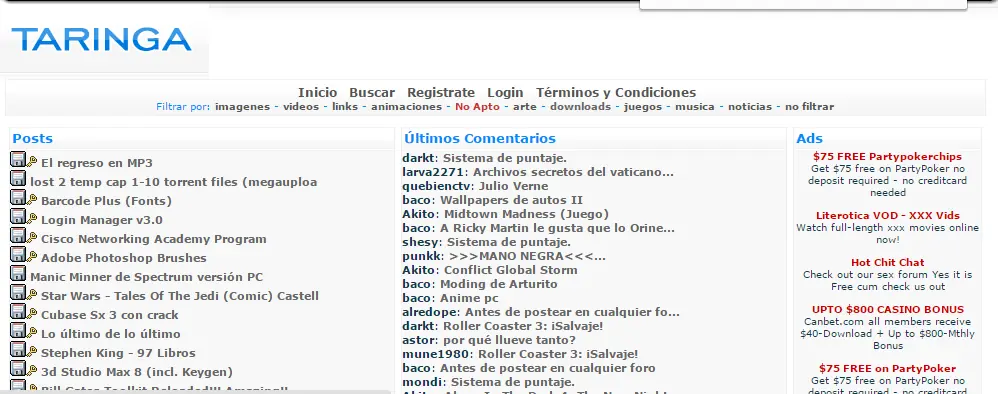 Esto era Taringa en Febrero de 2006.