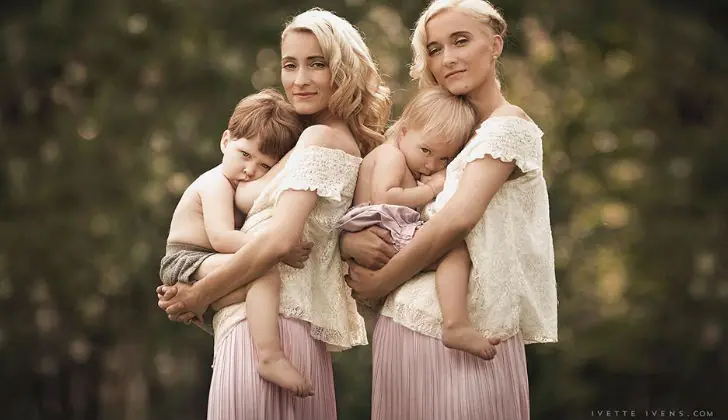 Madres dando de mamar a sus hijos