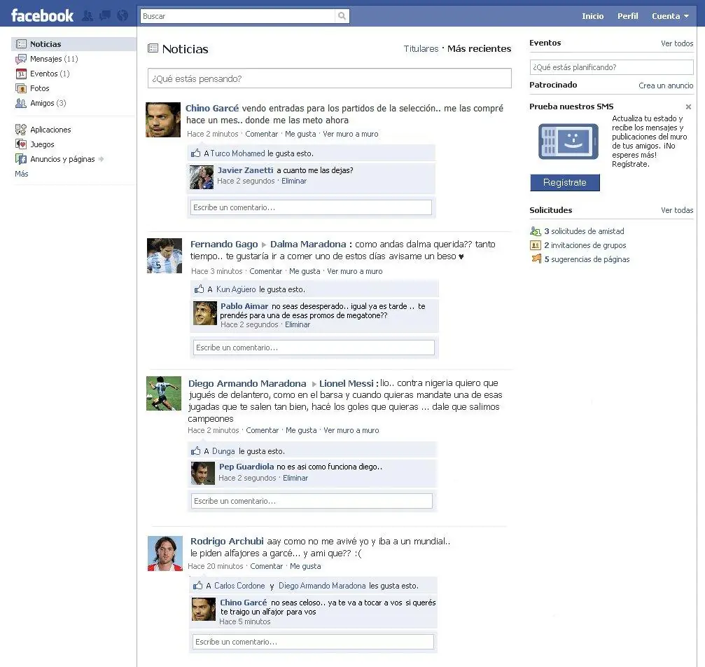 Facebooks de jugadores de fútbol