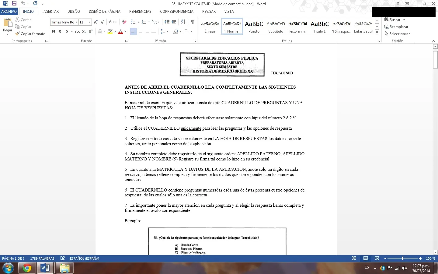 examenes actualizados