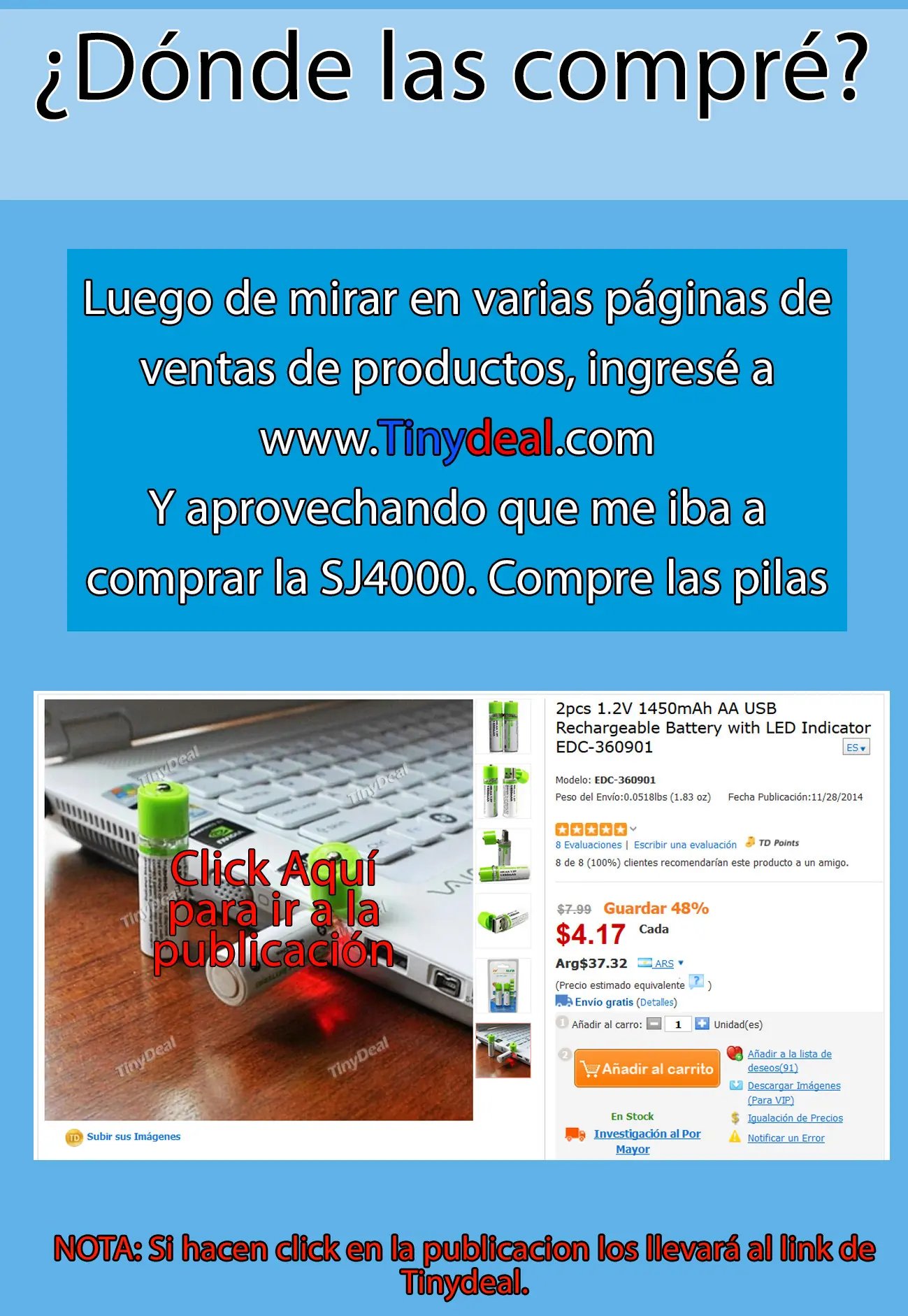 Me compré unas pilas recargables USB y te lo muestro