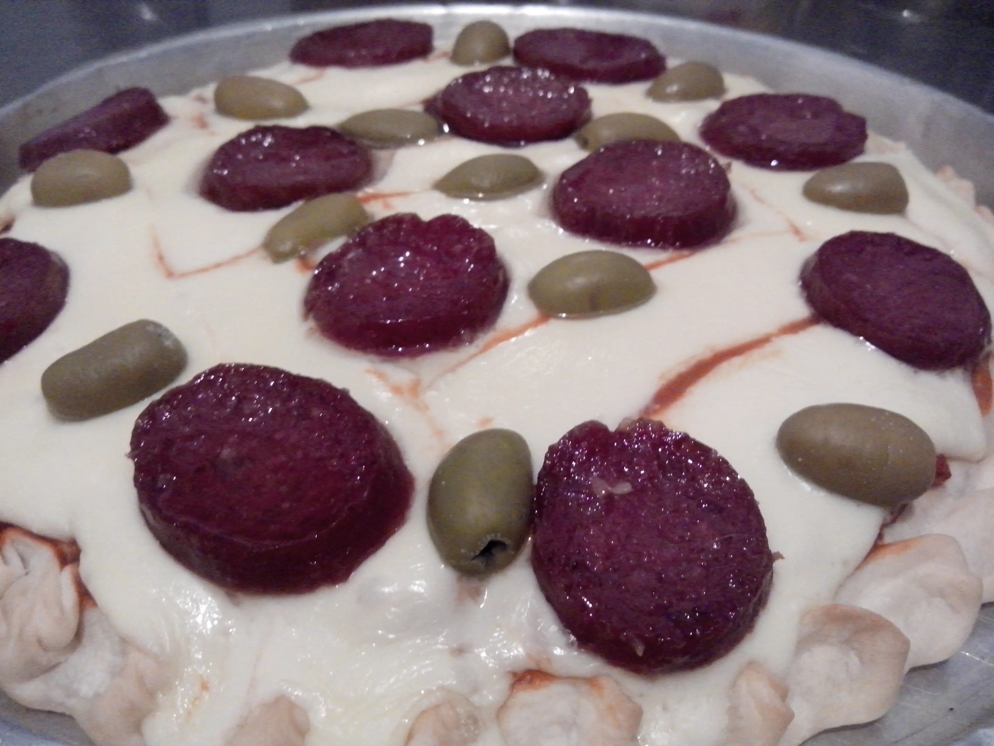 Invento propio: Tarta-Pizza calabresa de jamón y queso