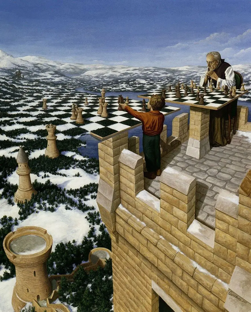 Las obras de este artista combinan arte e ilusiones ópticas