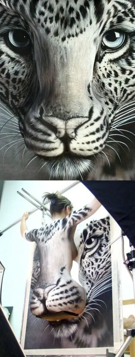 Body painting artístico impresionante (apto)