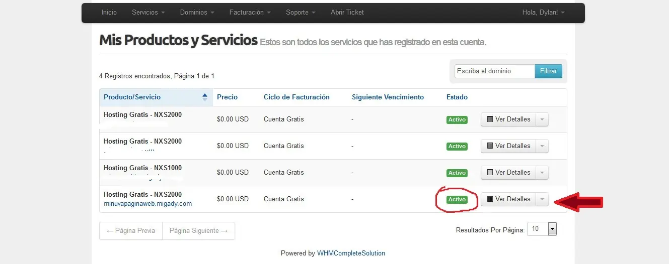 pagina web con Softaculous