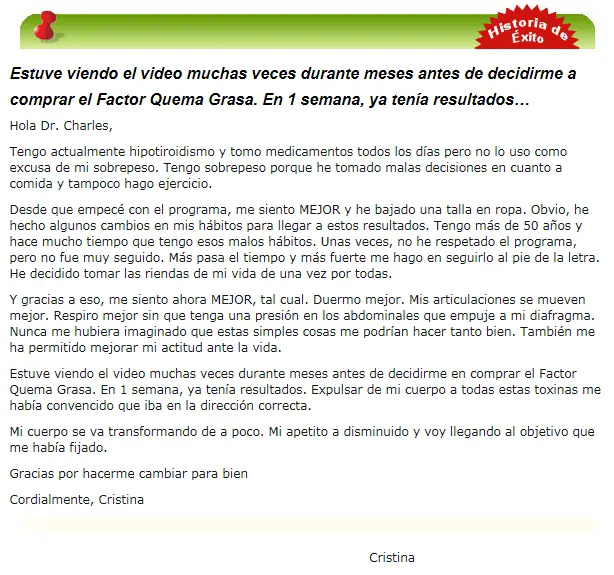 Opiniones del Factor Quema Grasa