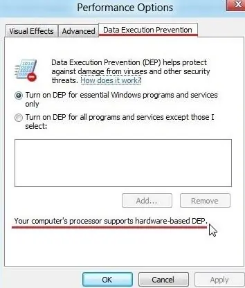 Desactivar DEP en Windows