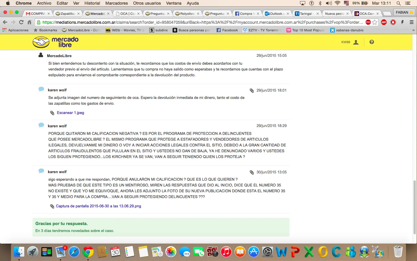 Mercadolibre y Oca postal... cada vez peor.