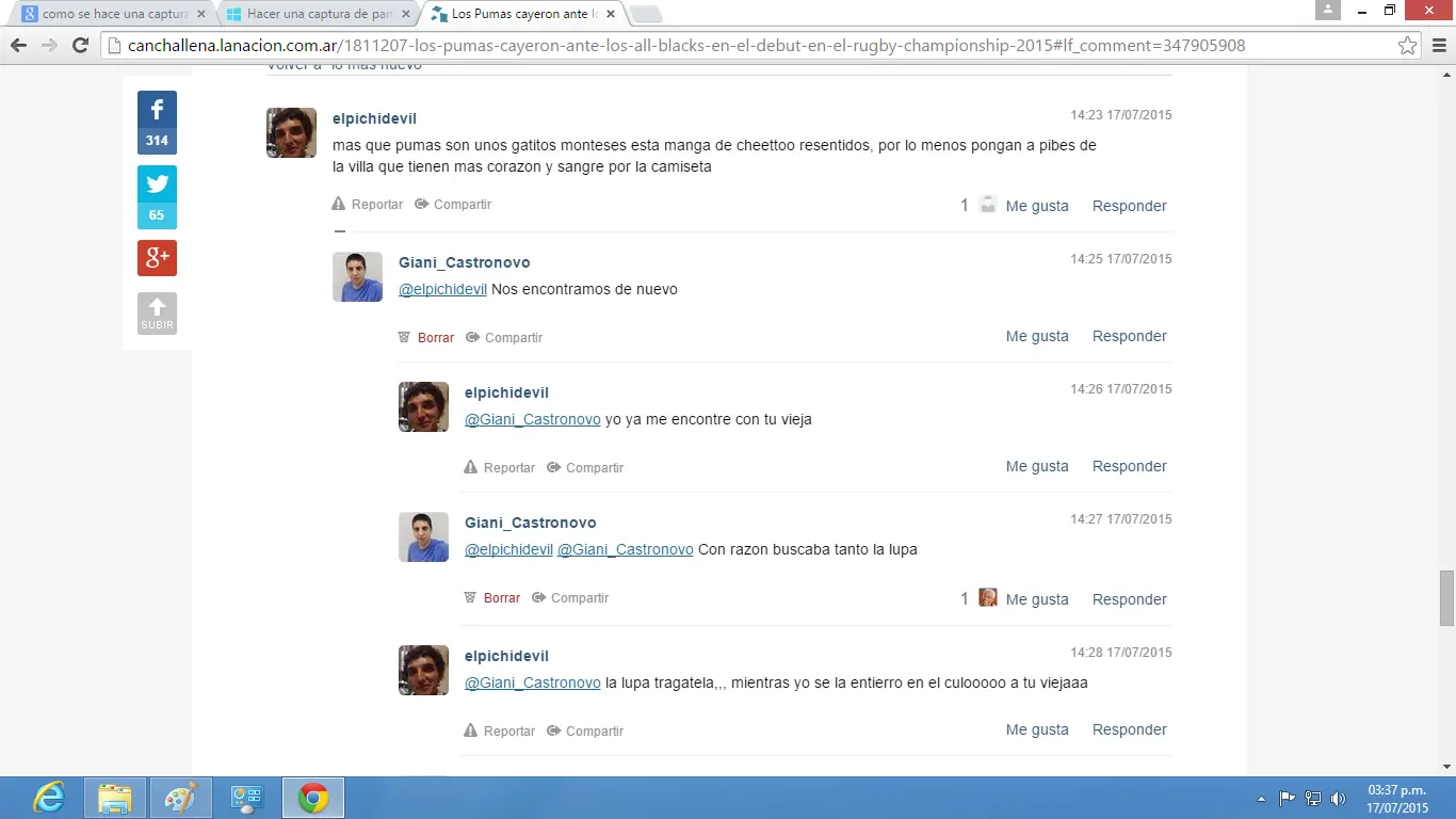 Guerra taringuera en lanacion