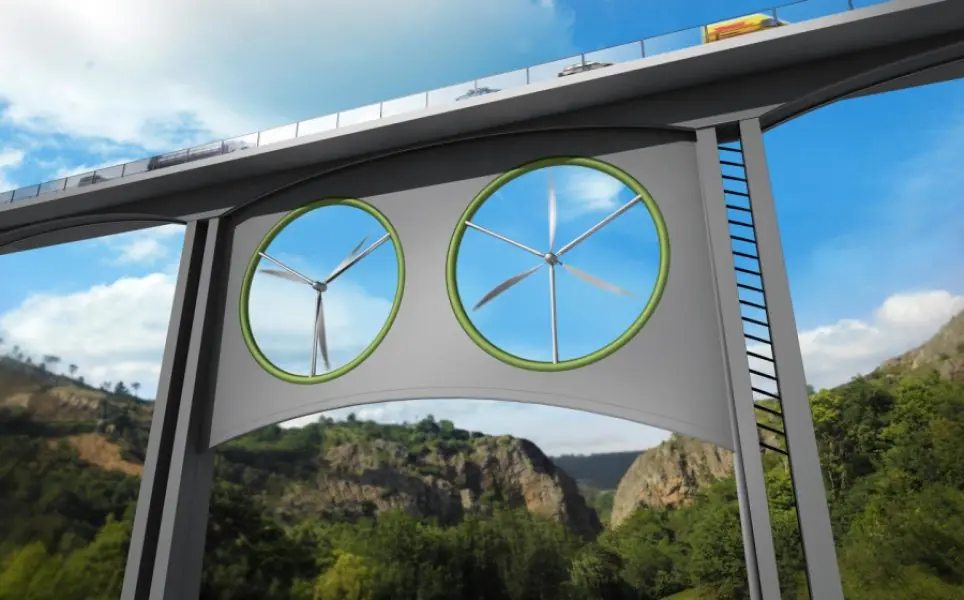 puentes de autopistas para generar energía eolica