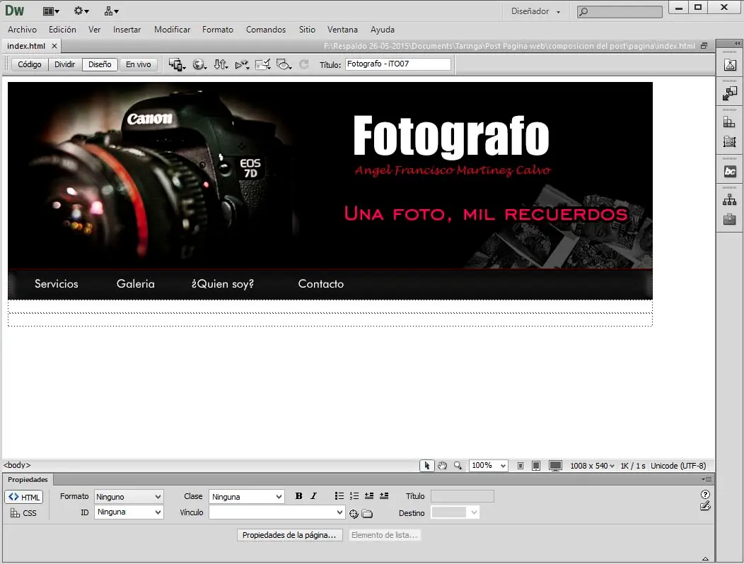 crear sitio web