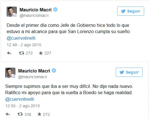 Macri quiere que el Ciclón vuelva a Boedo