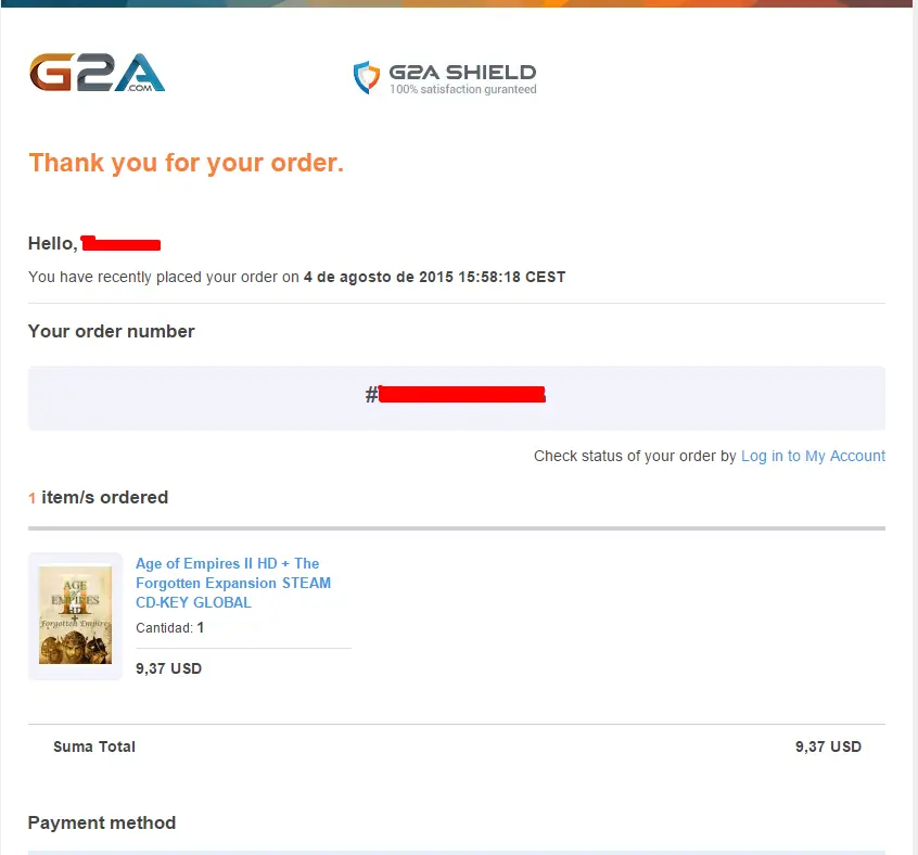 Compre en G2A y todo perfecto (Age of Empires II HD)