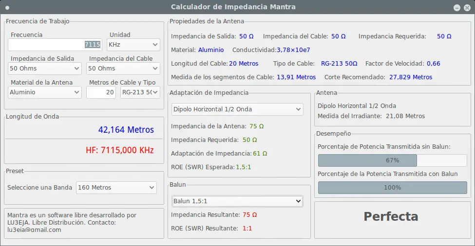 Calculador de Impedancia de Antenas para Linux