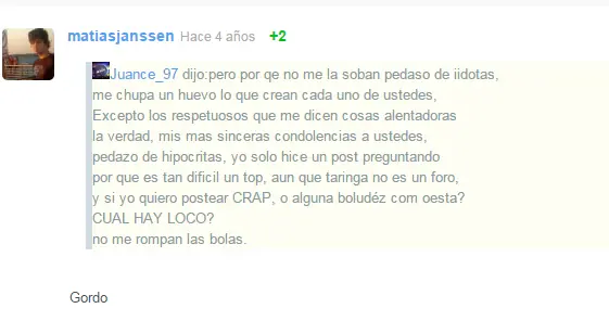 Matías taringuero te super banco papá