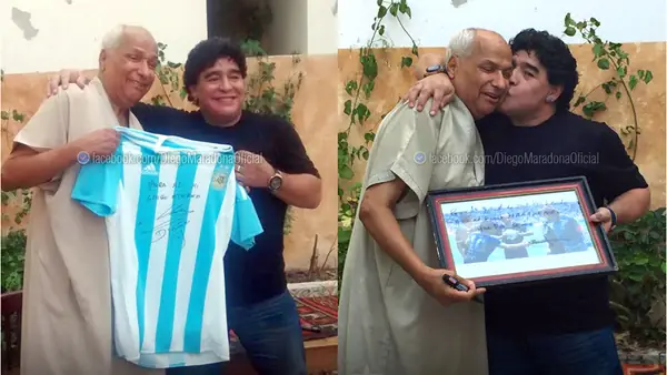 Maradona visitó al árbitro de La mano de Dios