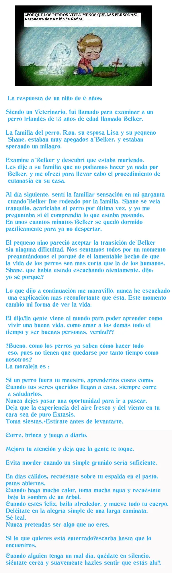 Reflexión de un niño de 6 años