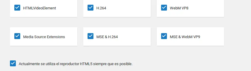Activar MSE, MSE & H.264 y MSE & WebM VP9 en Firefox