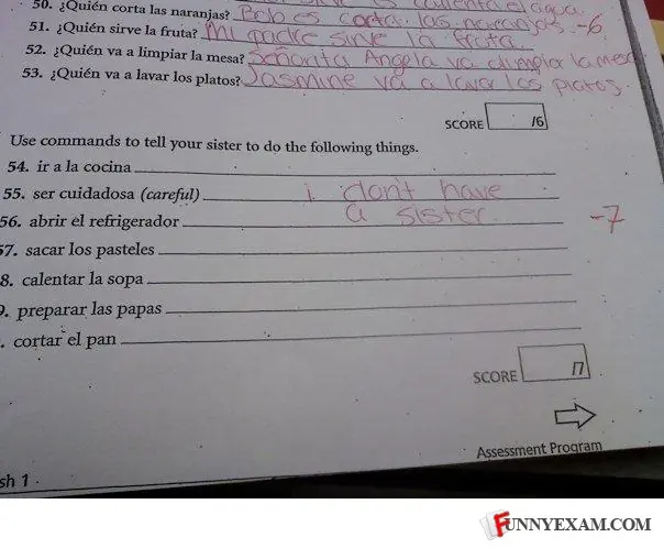 Respuestas irónicas y divertidas en examenes