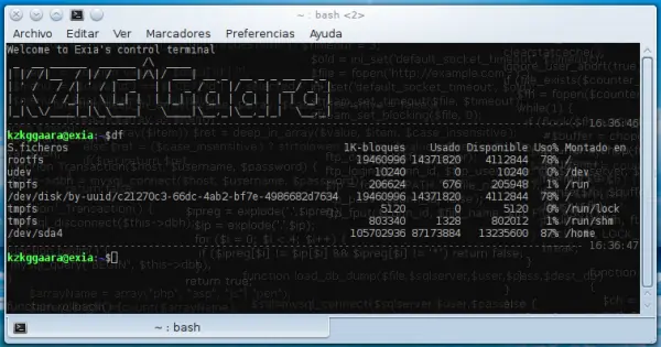 Espacio e información de los HDDs en terminal (comando dfc)