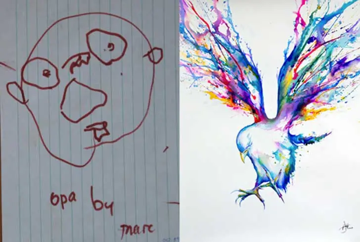 Dibujos antes y despues de la practica