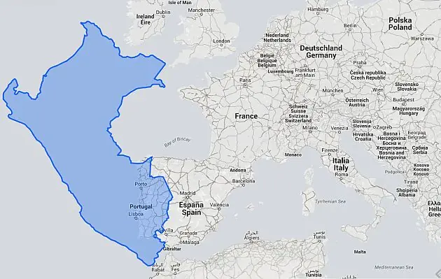 Mira el tamaño real de Peru