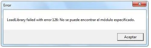 [2015] LoadLibrary failed with error 126 Solucion
