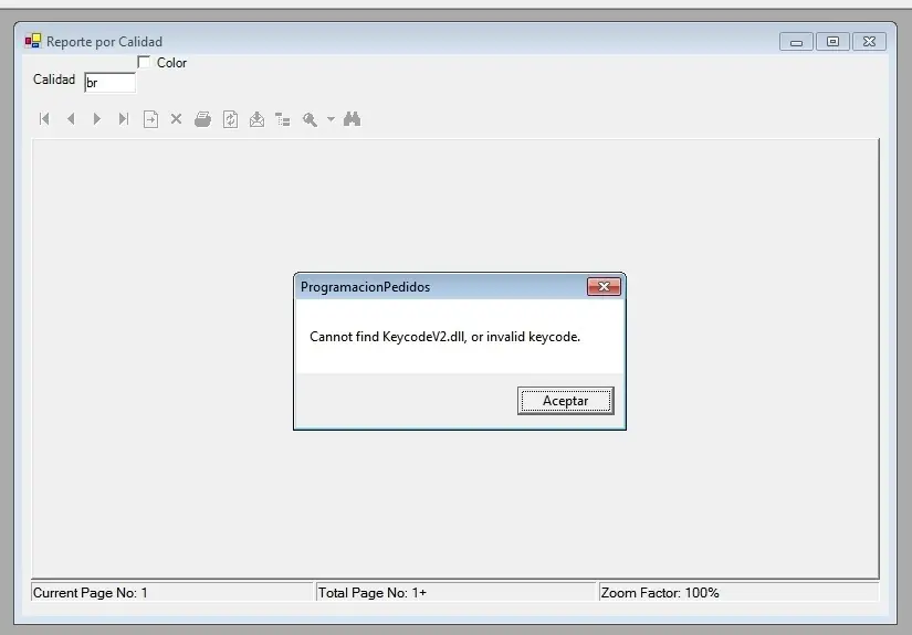 Cannot find KeycodeV2.dll, or invalid keycode.