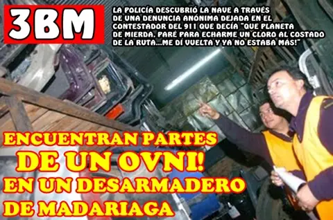 Encuentran partes de un ovni en un desarmadero de Madariaga