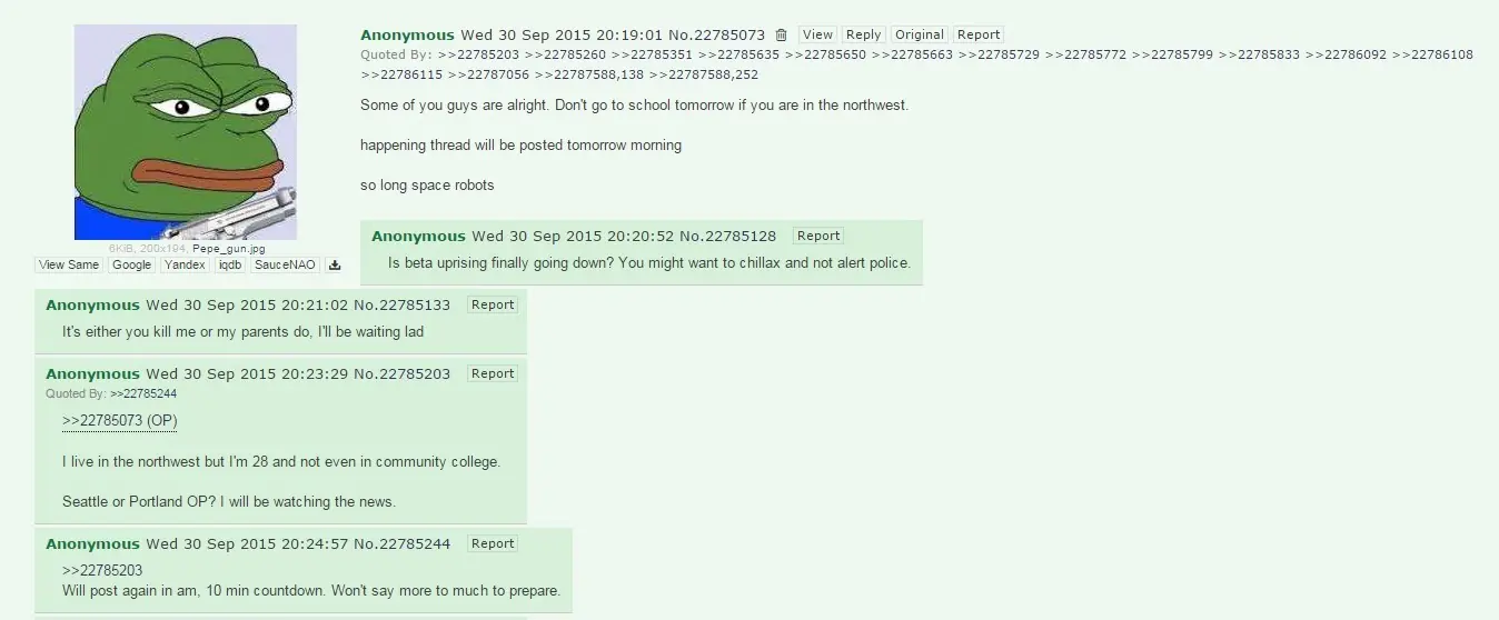 Avisó en 4chan que iba a matar gente en una escuela, lo hizo