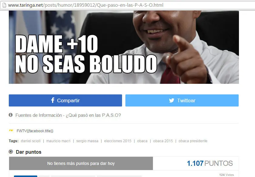 Mirá como le dejo puntos a Obaca