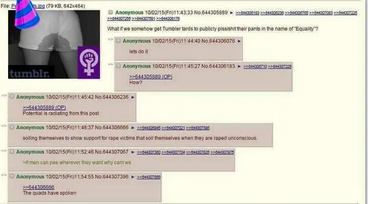 4chan hace que feminazis se orinen y suban las fotos