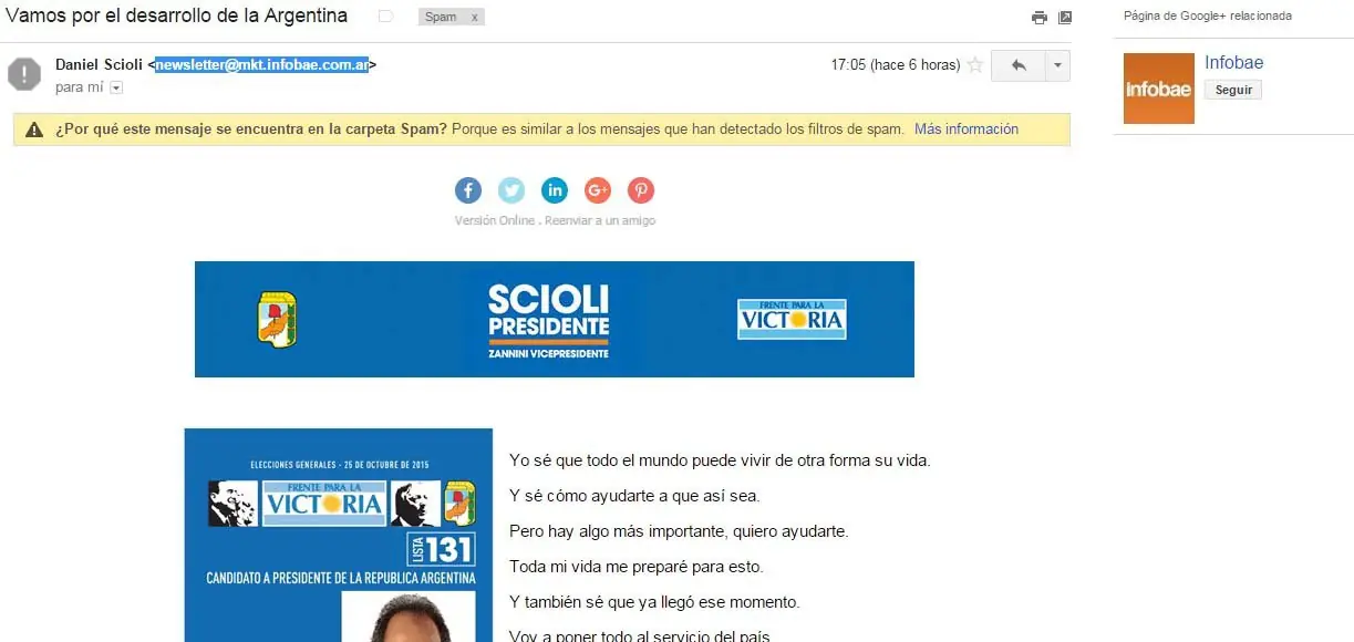 Infobae me mando spam de scioli y te lo muestro.