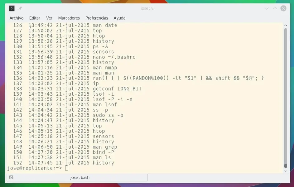Marcas de tiempo en el historial de Bash