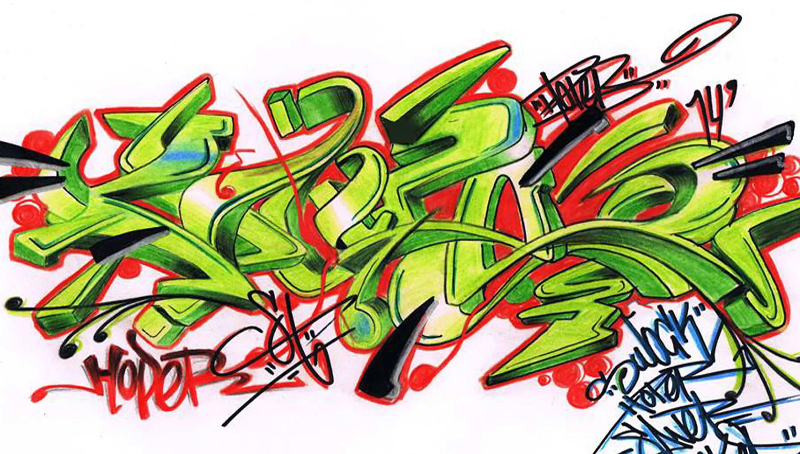 Bocetos a lapiz y colores
