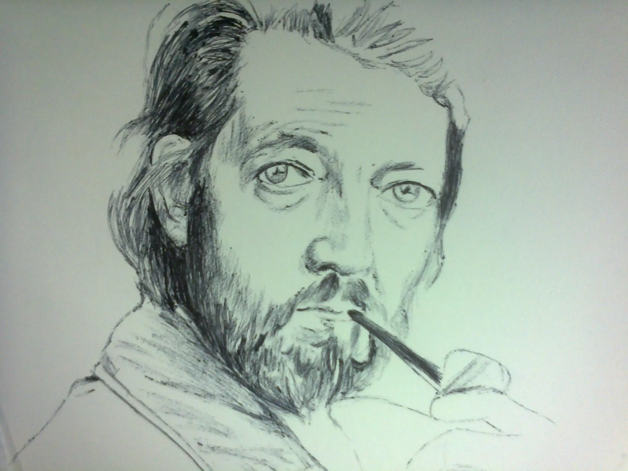 Julio Cortázar, Dibujo a lapicero
